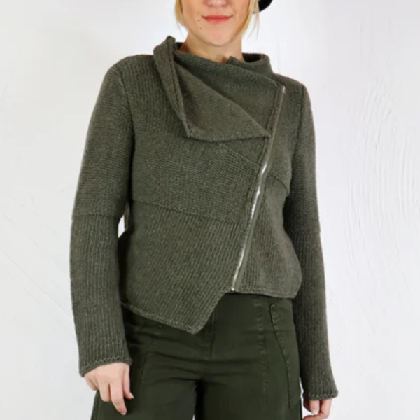 Lurdes Bergada Zip Knit Jacket in Khaki