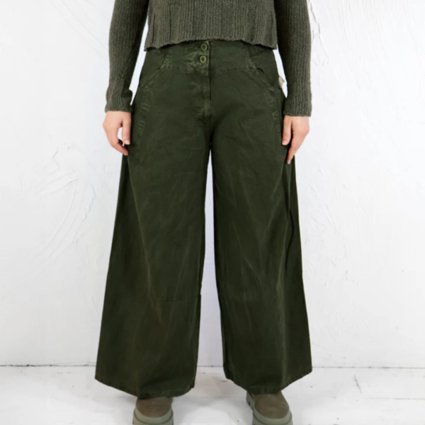 Lurdes Bergada Khaki Trousers Wide Leg