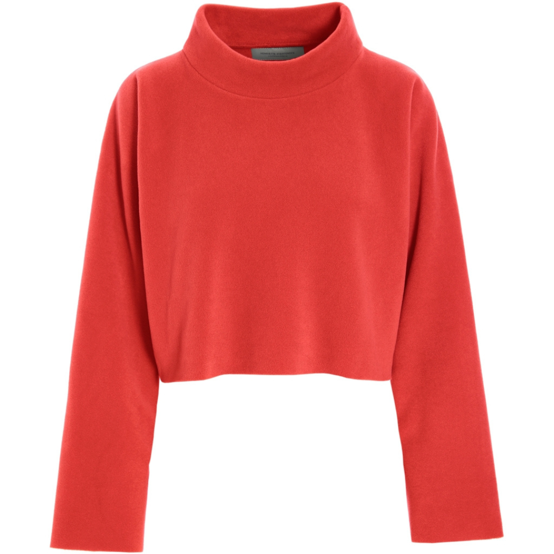 Henriette Steffensen Wrist Warmers In Tomato Red - Image 3