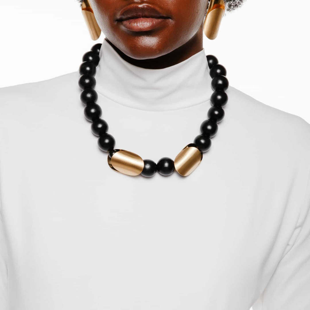 Katerina Vassou Nubia Necklace In Black/Gold