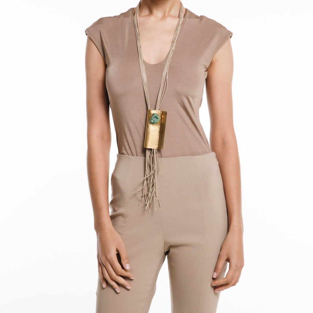 Katerina Vassou Hyacinth Necklace In Gold/Green