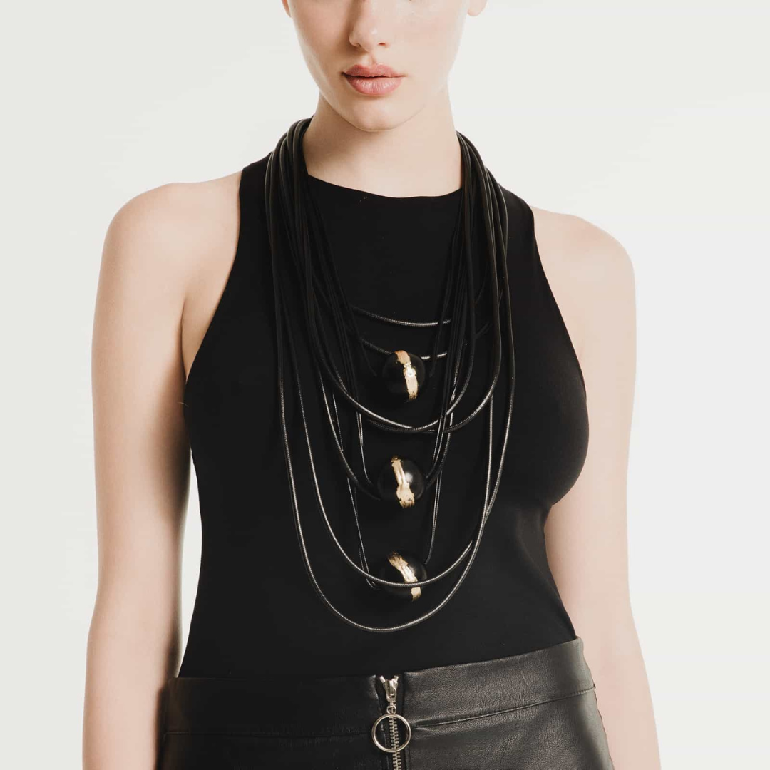 Katerina Vassou Portico Necklace In Black/Gold