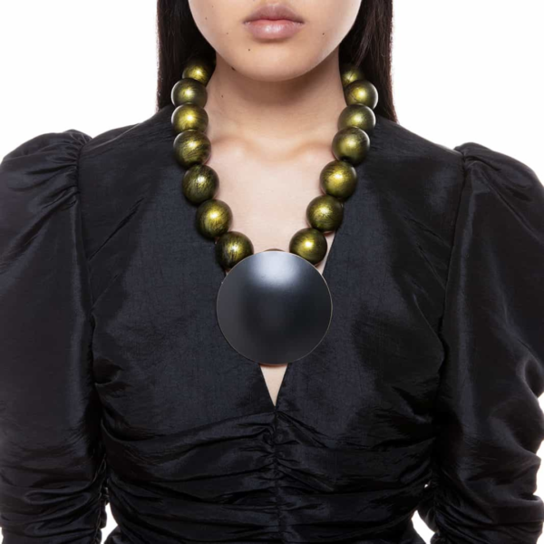 Katerina Vassou Mandisa Necklace In Green/Black Disc