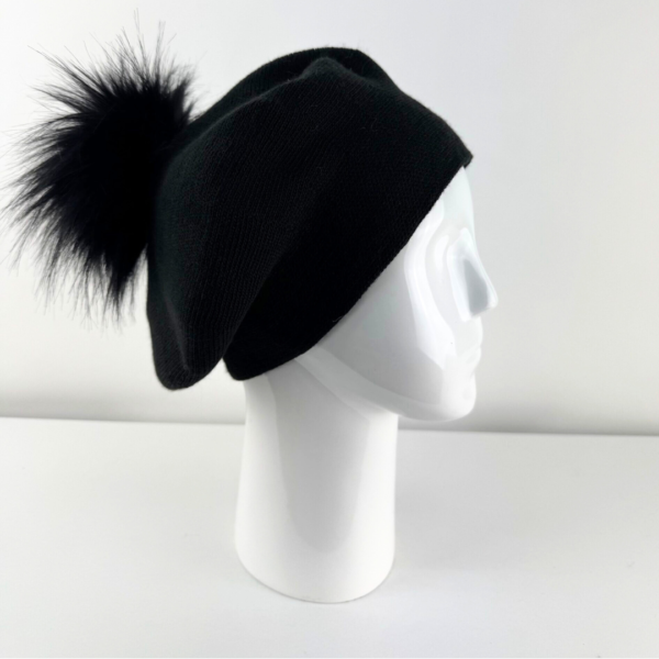 Rabionek Wool Beret With Pom Pom In Black