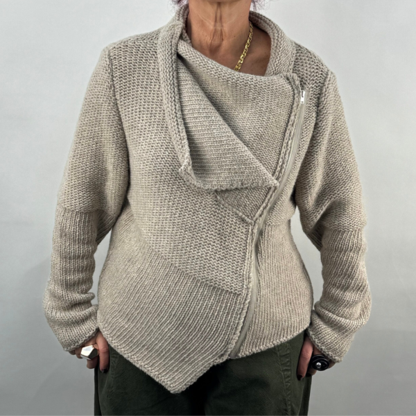 Lurdes Bergada Zip Knit Jacket in Beige