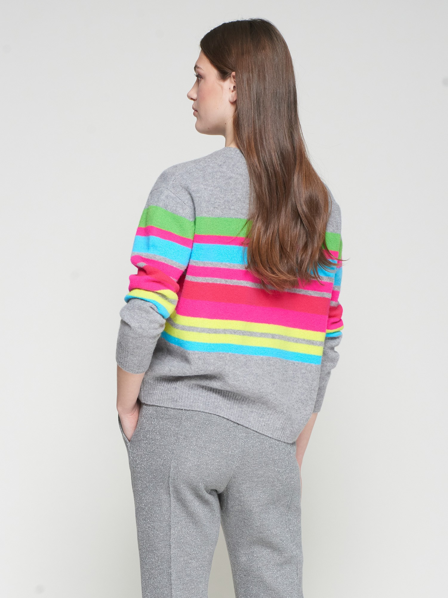 Vilagallo Rayas Grey Jumper with Multi Stripe - Image 2