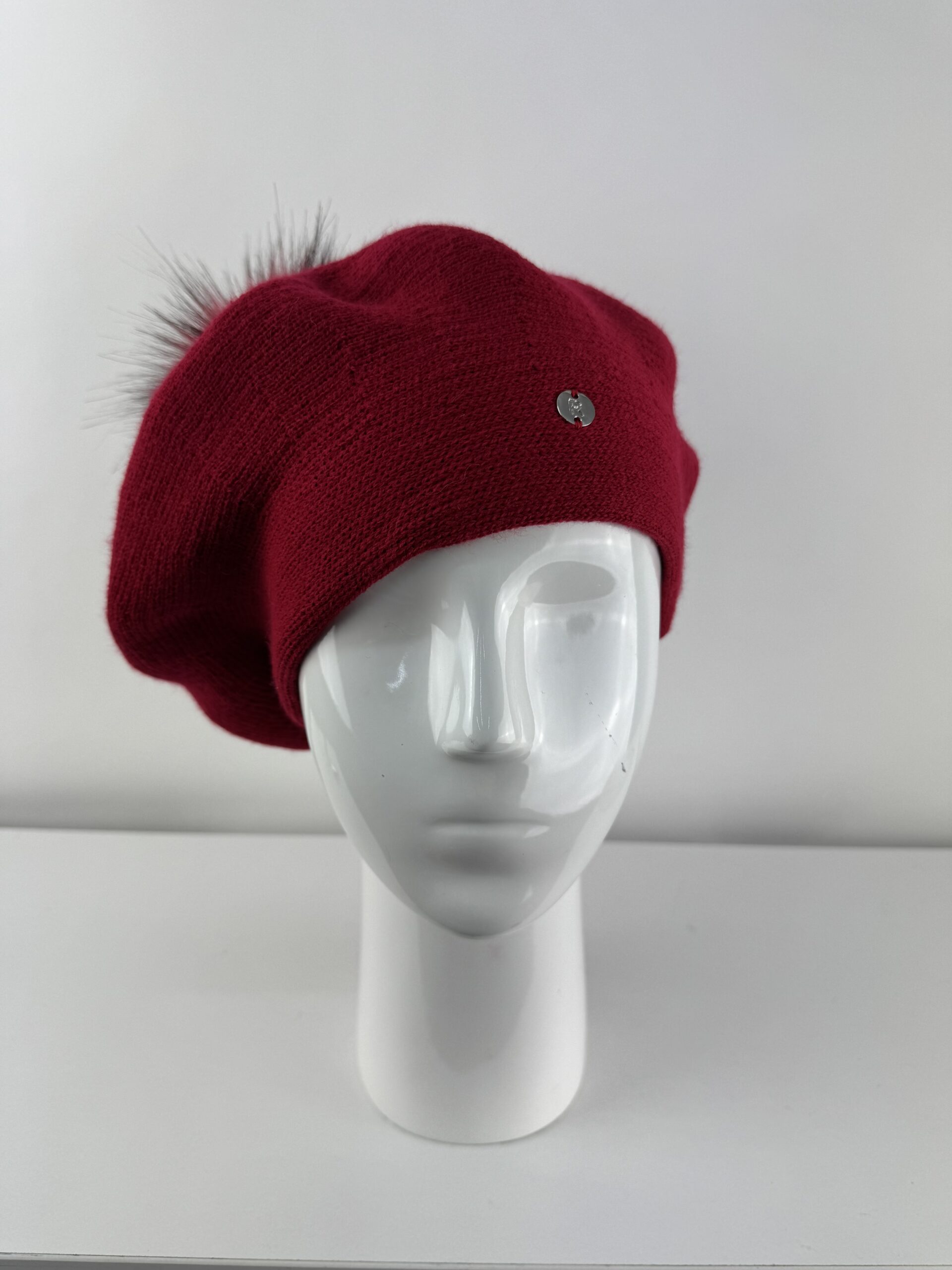 Rabionek Wool Beret With Pom Pom In Red - Image 2