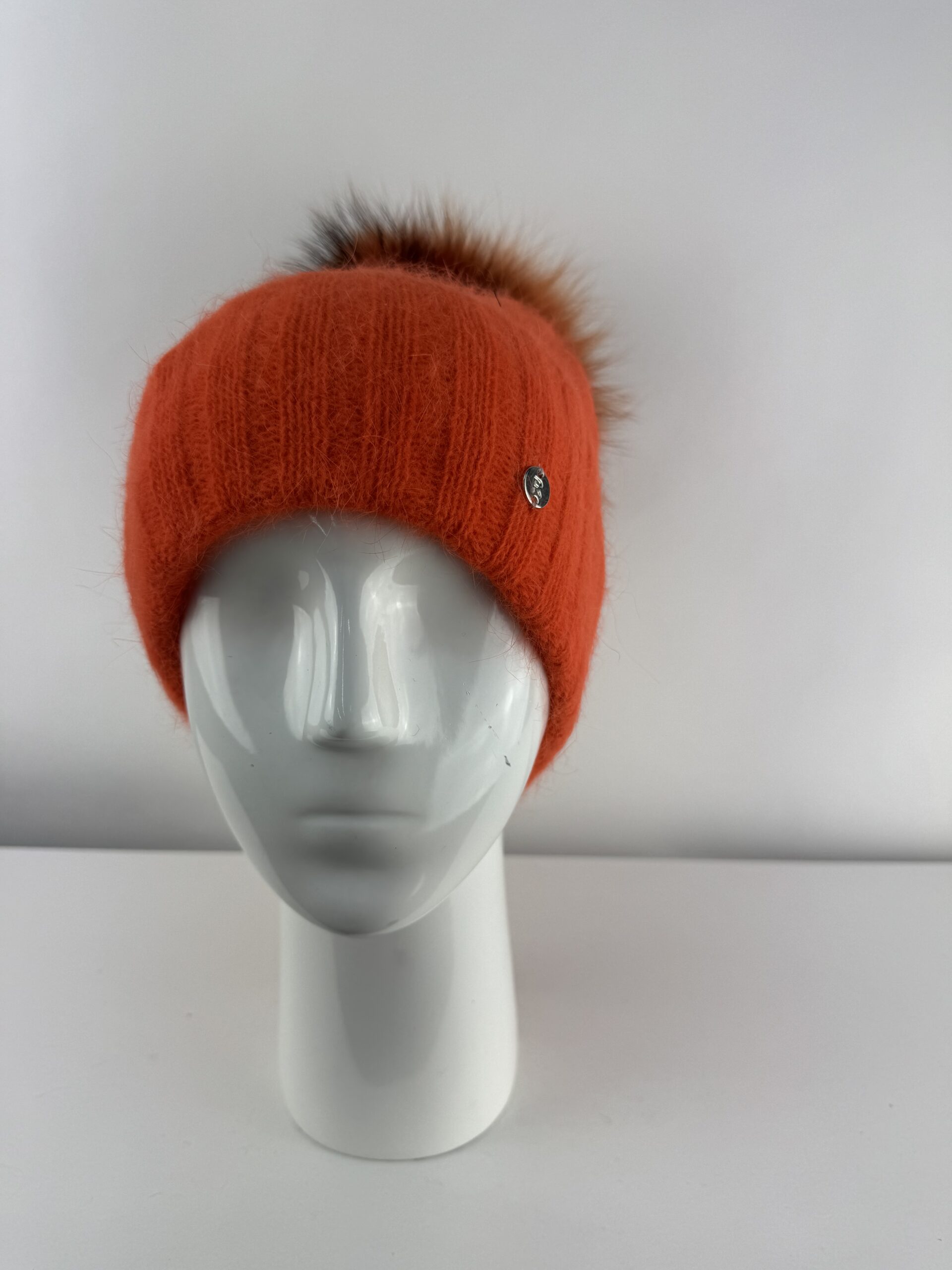 Rabionek Fur Pom Pom Hat in Orange - Image 2