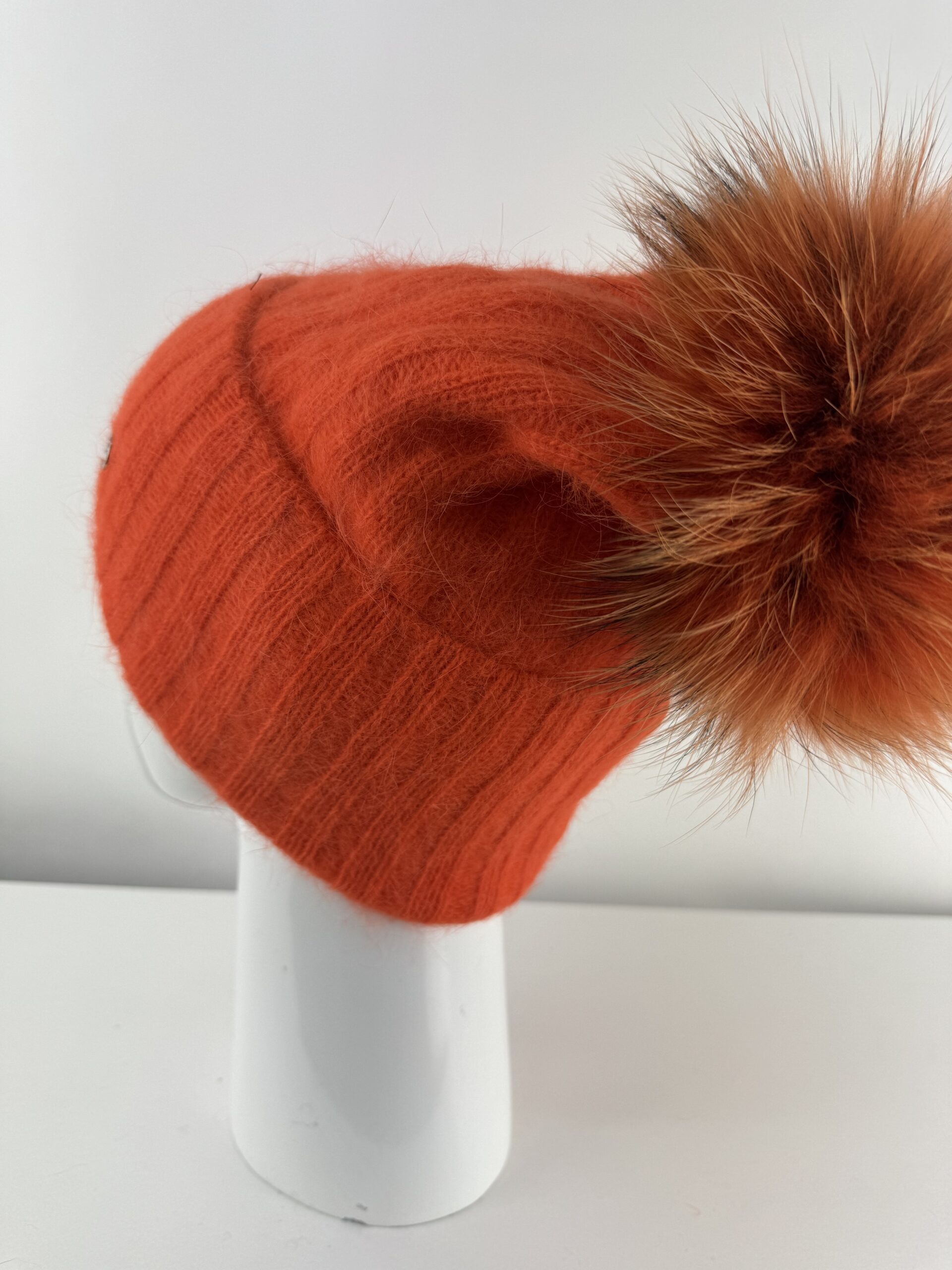 Rabionek Fur Pom Pom Hat in Orange - Image 4
