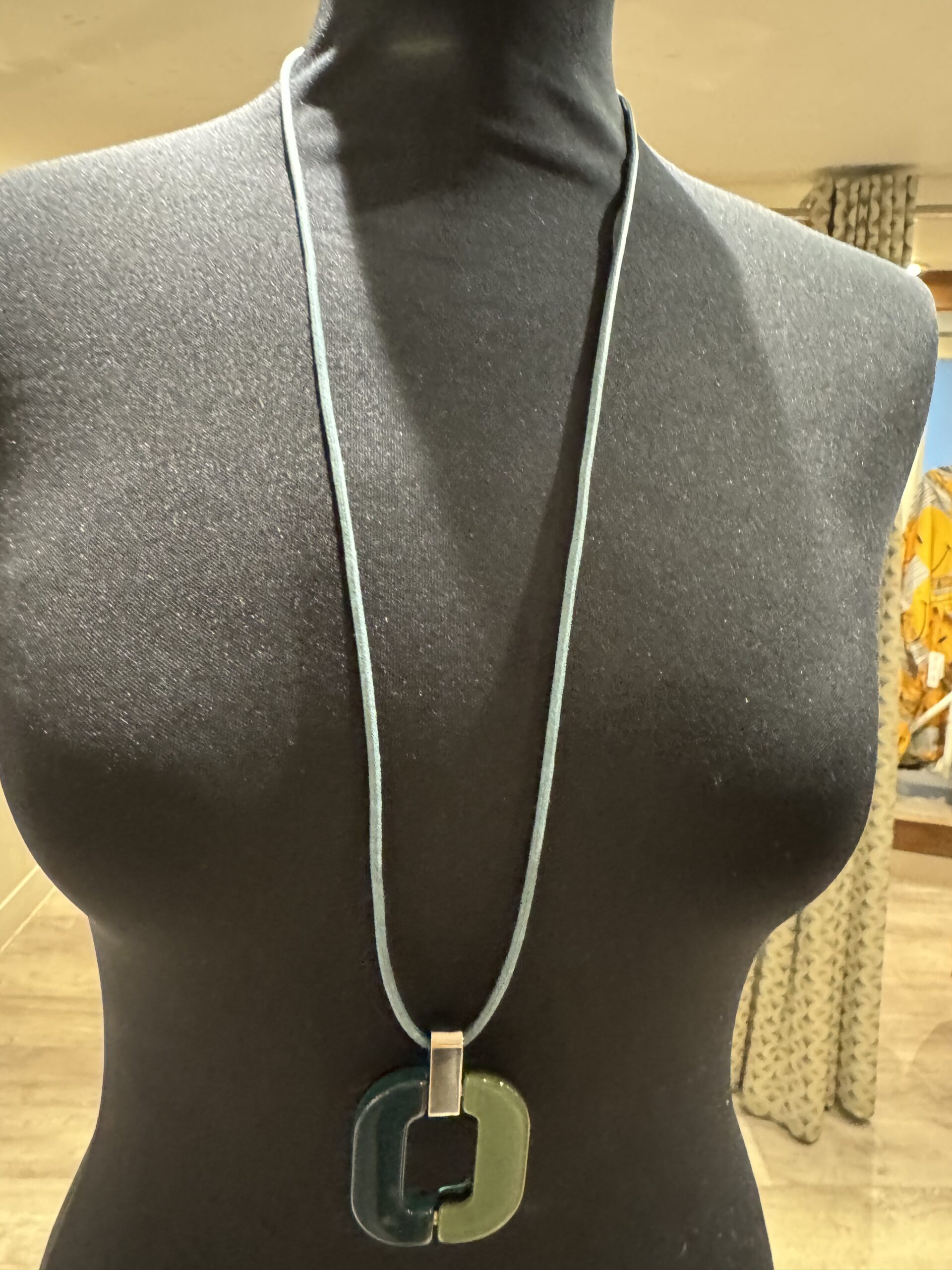 XAVIER-DEROME Petrol Cord Sage/Petrol Pendant - Image 3