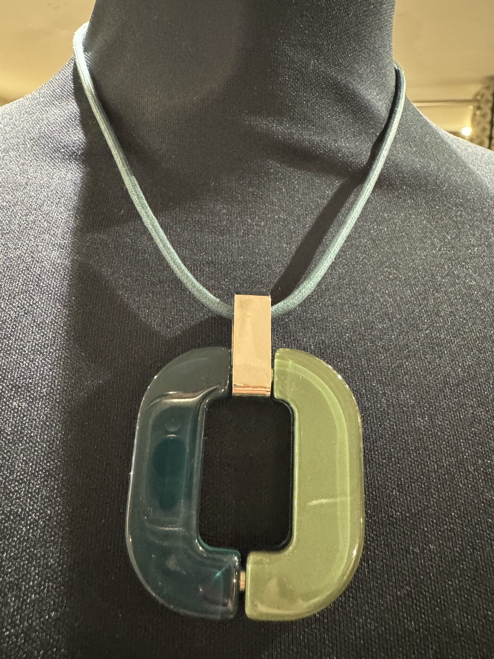 XAVIER-DEROME Petrol Cord Sage/Petrol Pendant - Image 2