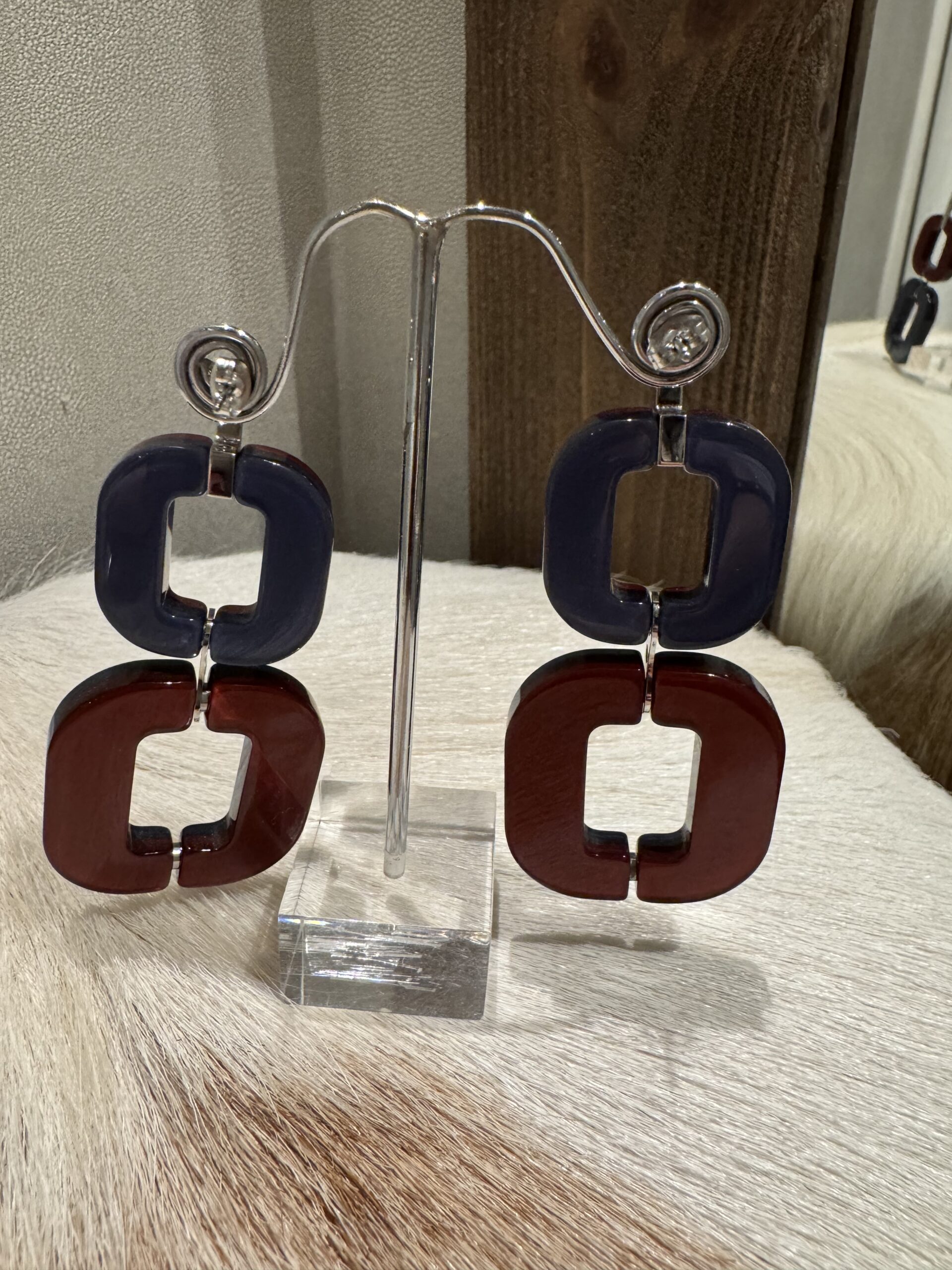 XAVIER-DEROME Double Earrings Blue/Red - Image 2