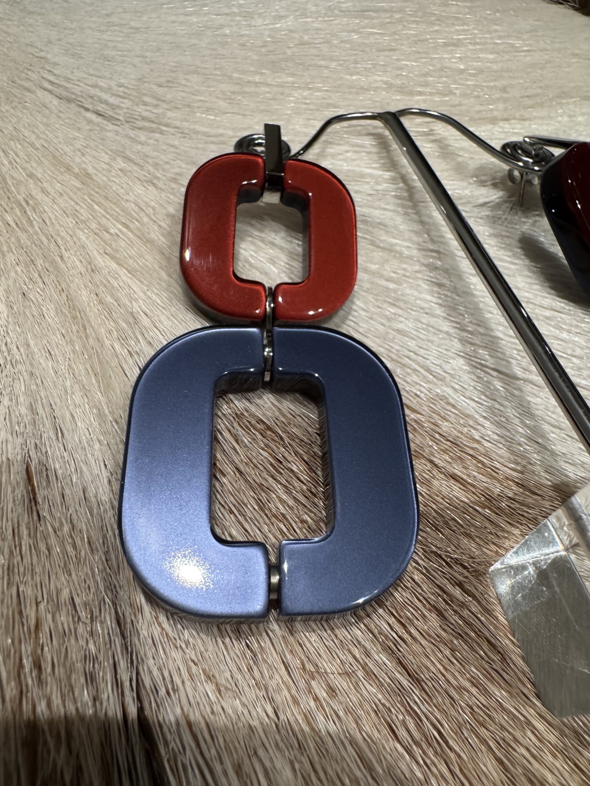 XAVIER-DEROME Double Earrings Blue/Red - Image 3