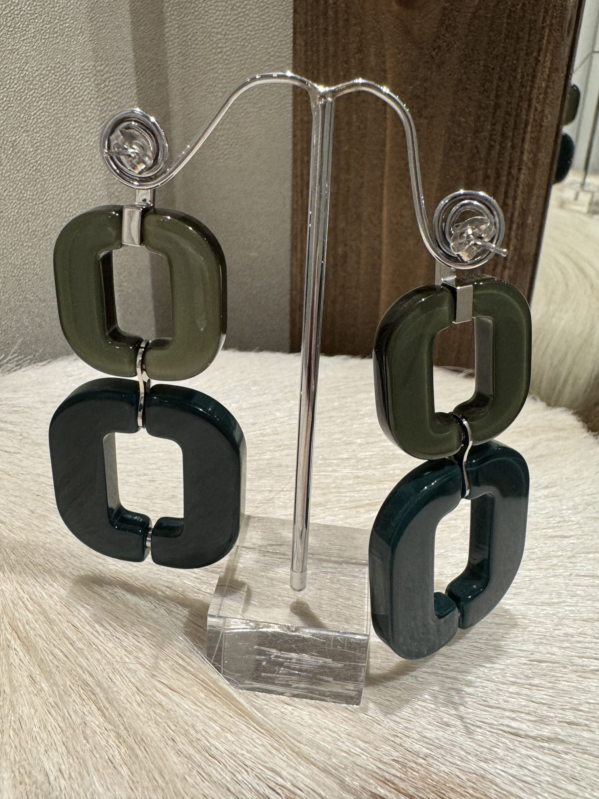 XAVIER-DEROME Double Earrings Sage/Petrol - Image 2