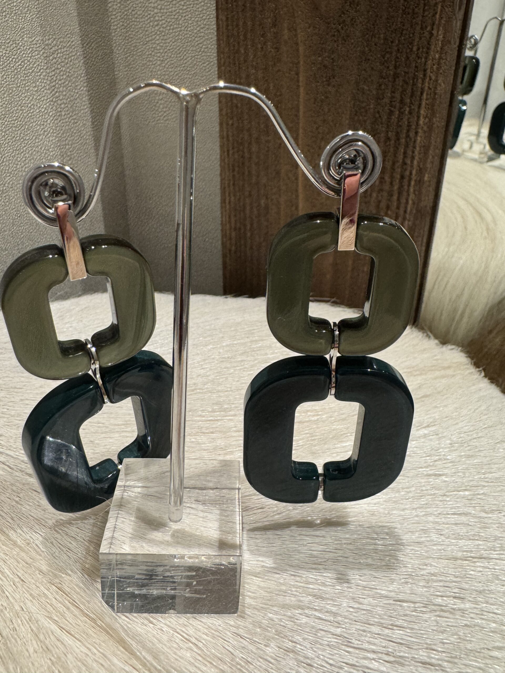 XAVIER-DEROME Double Earrings Sage/Petrol - Image 3