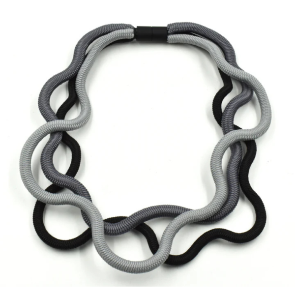 Christina Brampti Short Cord Necklace K2322 Black/Grey Squiggle