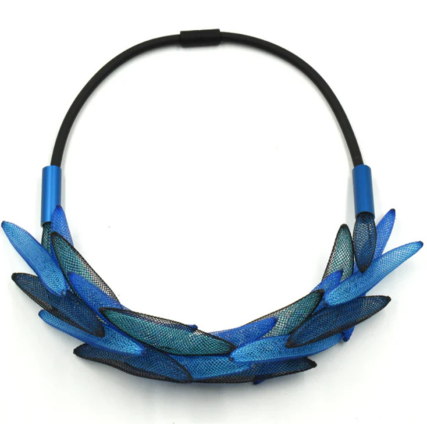 Christina Brampti short necklace K2376 Rubber with Multi Blue Nets