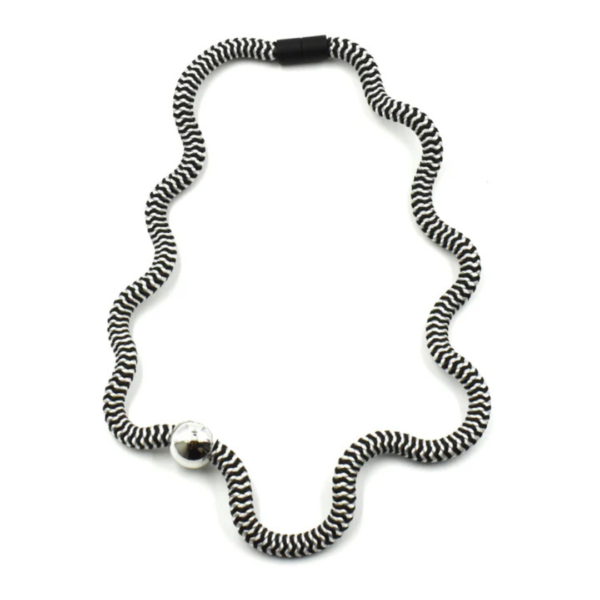 Christina Brampti Necklace K2323 Black/White Squiggle Ceramic Bead
