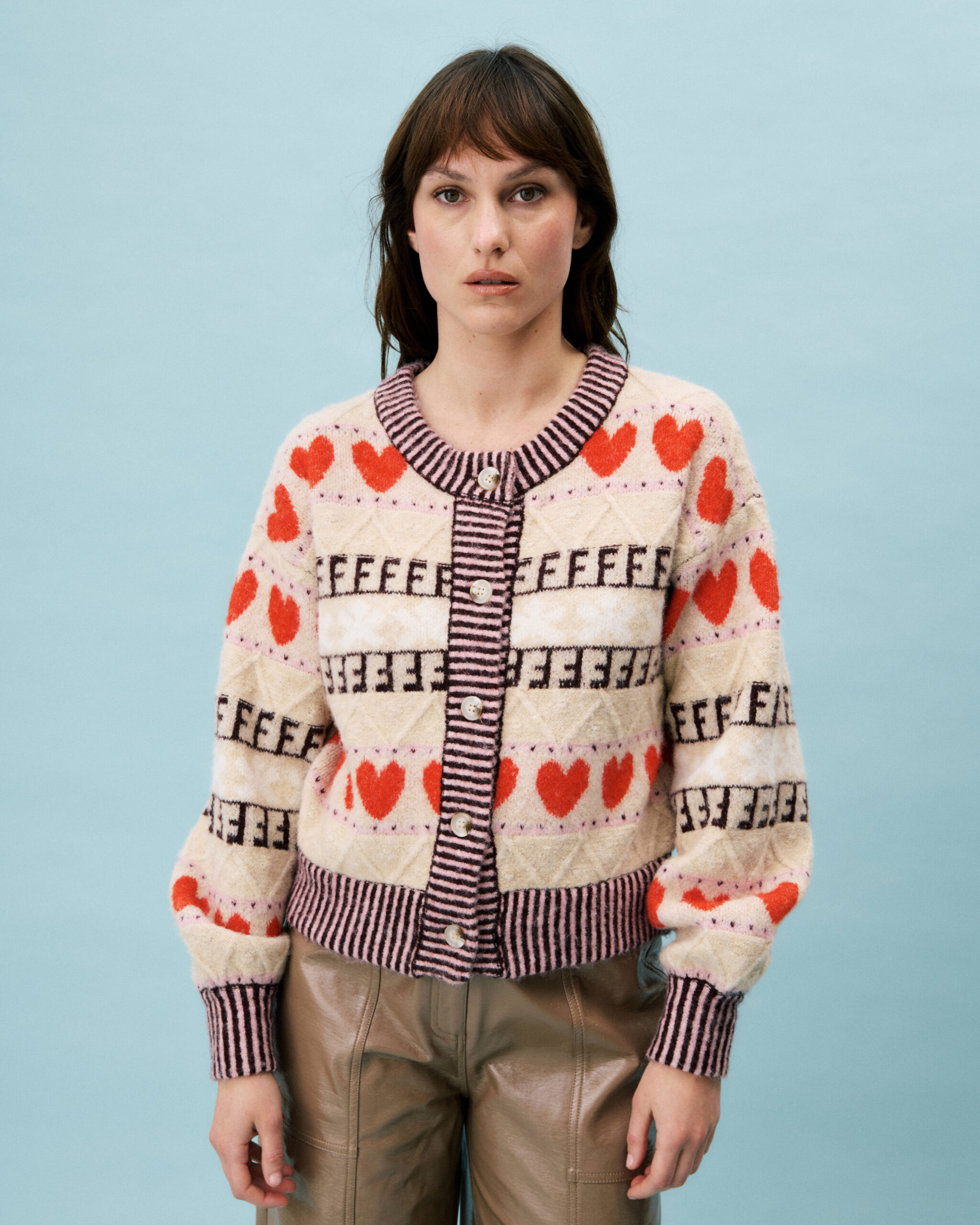 FRNCH Rhubarbe Knitted Top in Beige - Image 5