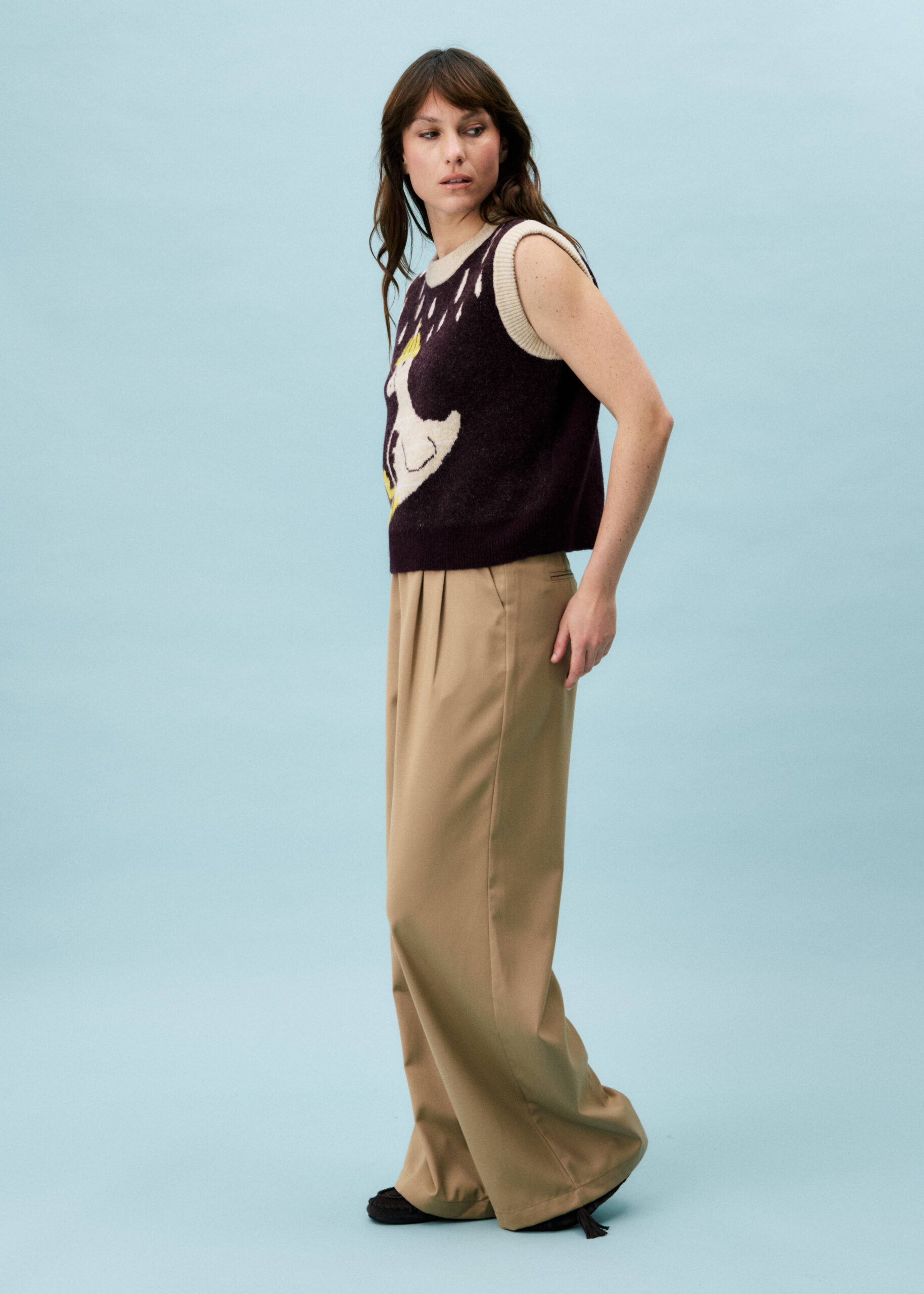 FRNCH Arber Knitted Top in Bordeaux - Image 3