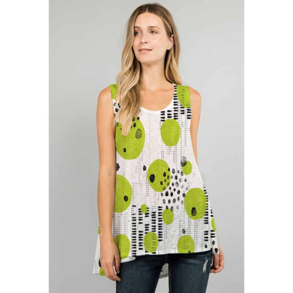 ET Lois Cherry Sleeveless Fine Knit Top Lime