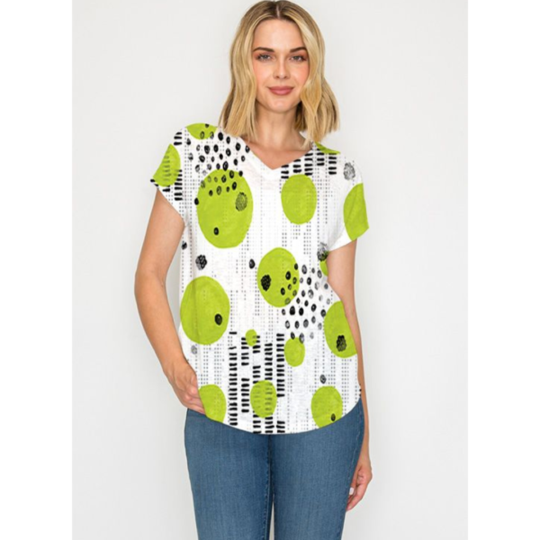 ET Lois Kara V Neck Fine Knit Short Sleeve Top