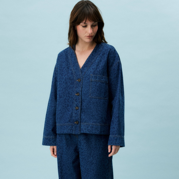 FRNCH Denim Jacket in Leopard Print