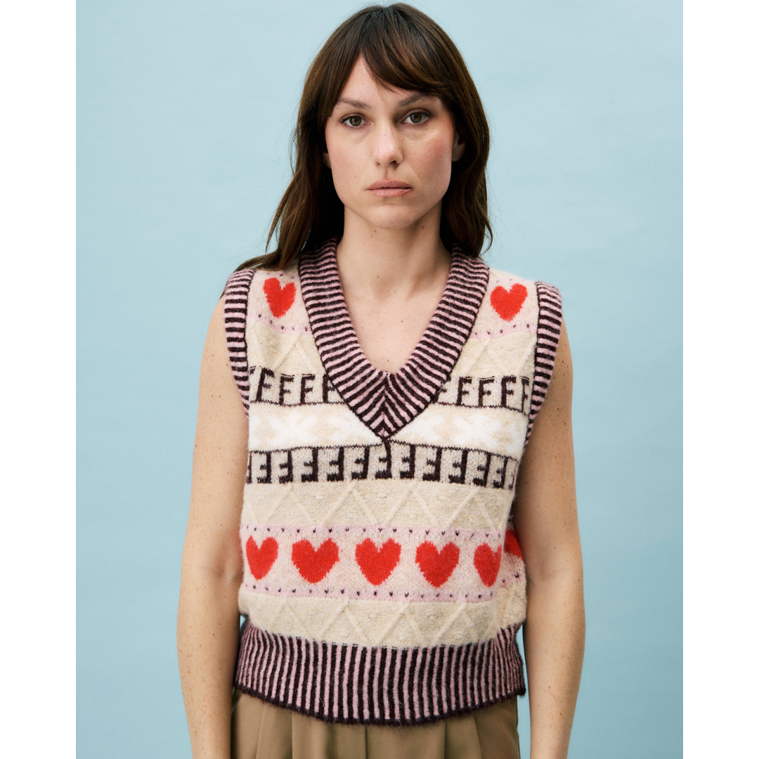 FRNCH Rhubarbe Knitted Top in Beige