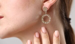 Woman wearing earrings