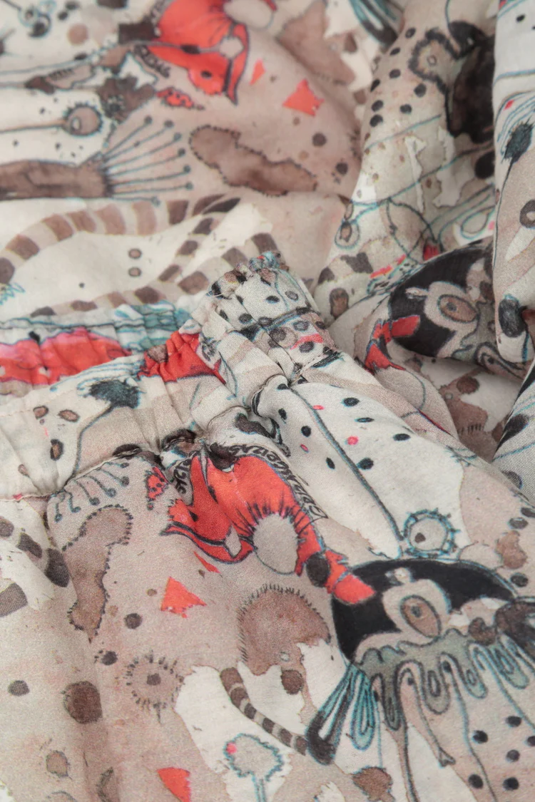 Grizas Balloon Shape Linen Skirt In Stone Multi - Image 5