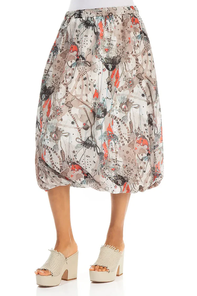 Grizas Balloon Shape Linen Skirt In Stone Multi - Image 3