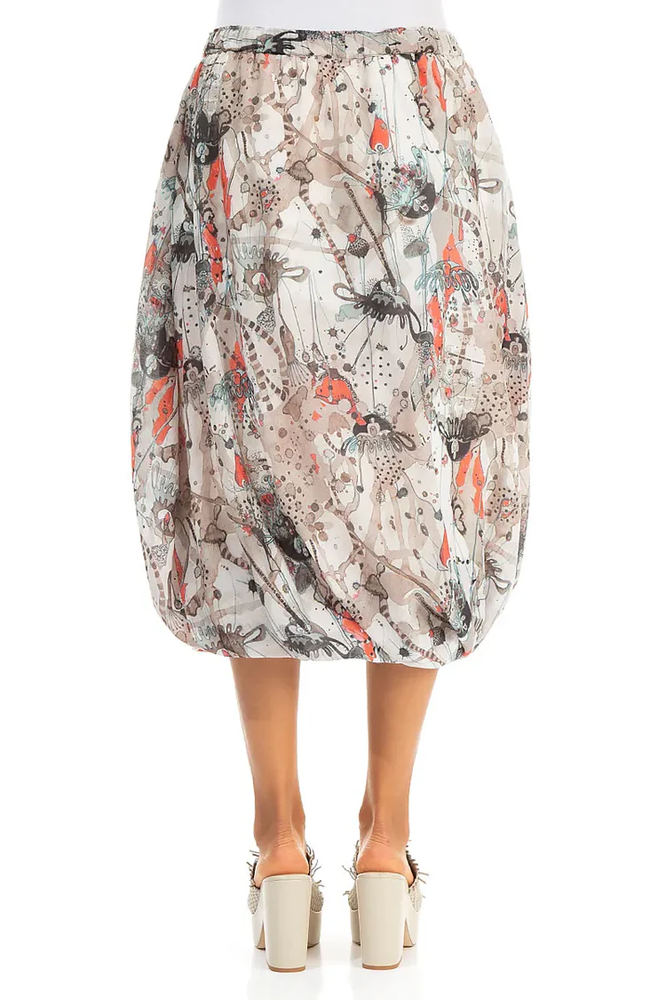 Grizas Balloon Shape Linen Skirt In Stone Multi - Image 2