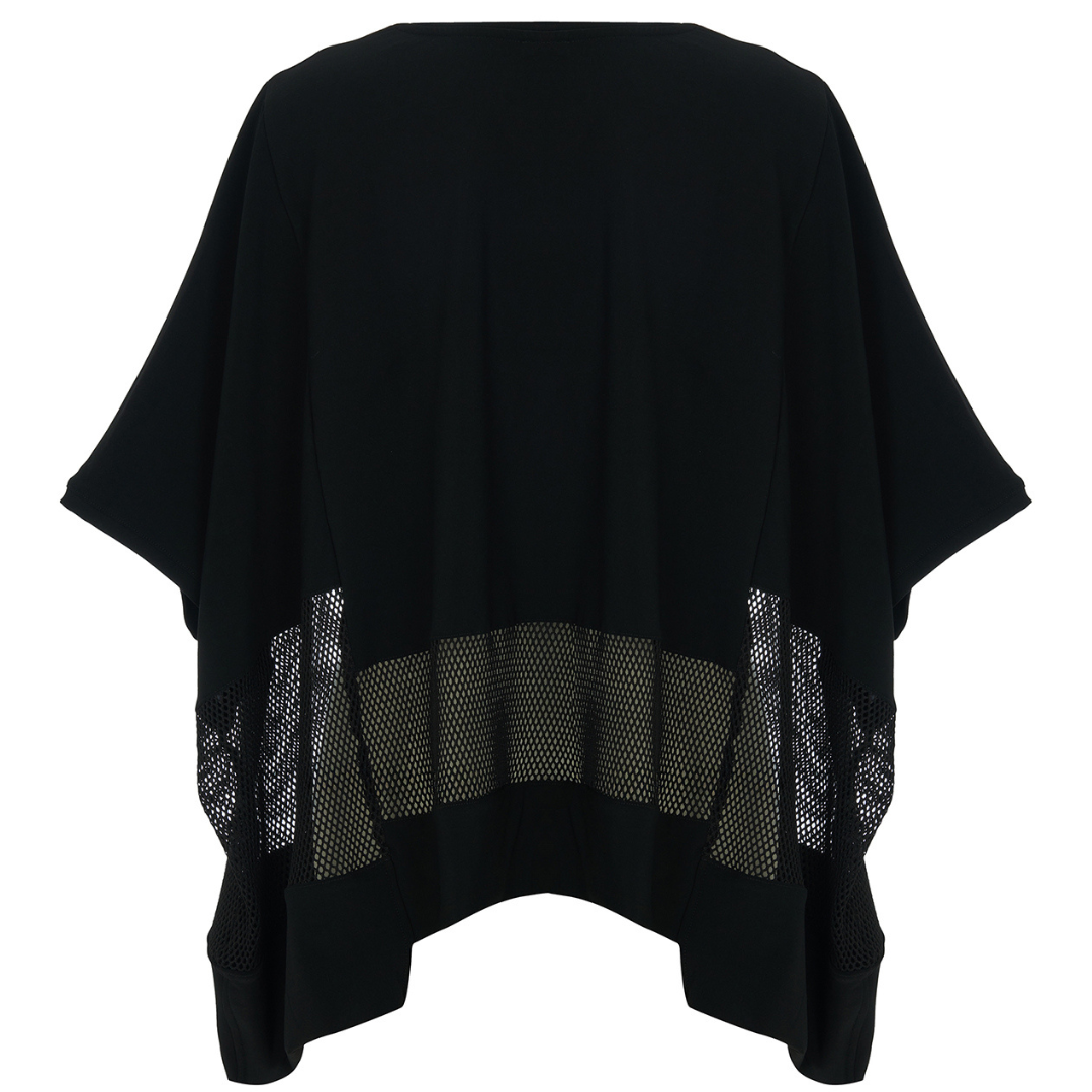 Kozan Black Oversized Top With Black Net