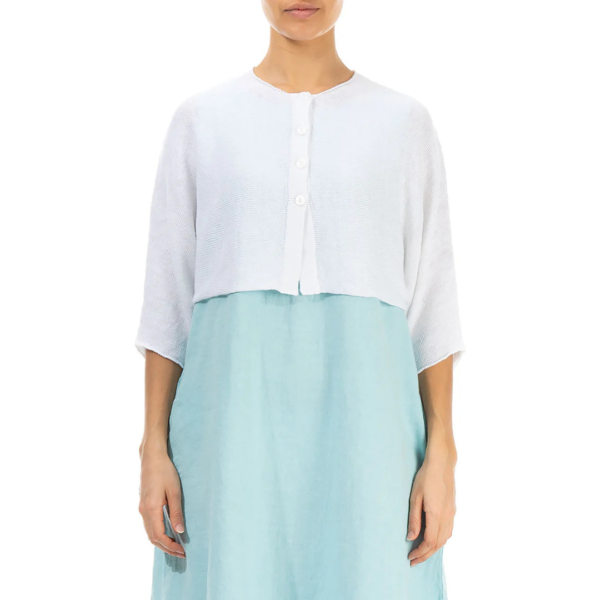 Grizas Short Linen Cardigan In White