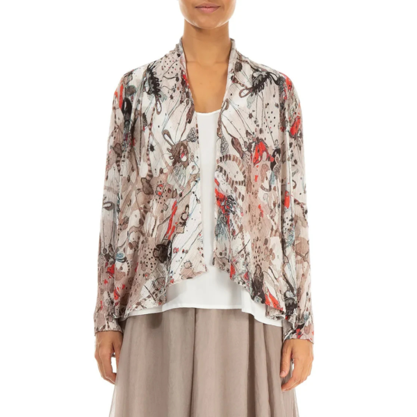 Grizas Edge To Edge Silk Mix Jacket In Stone Multi