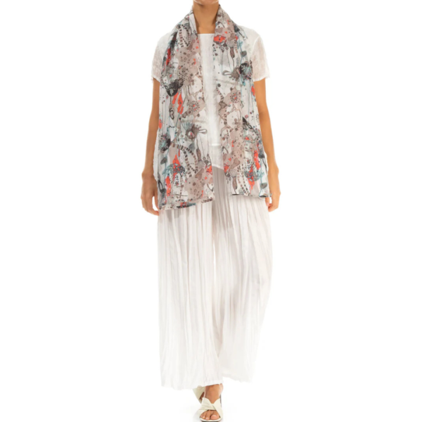 Grizas Silk Mix Scarf In Stone Multi