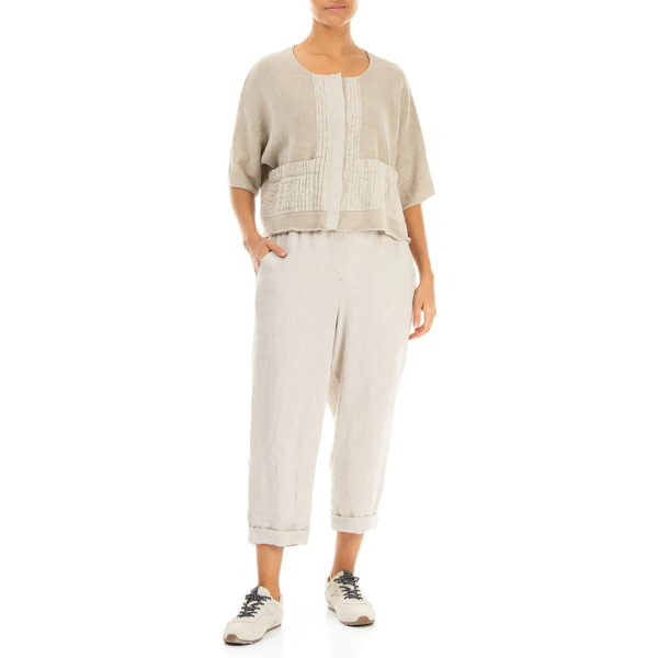 Grizas Linen Trouser With Turn Up In Stone
