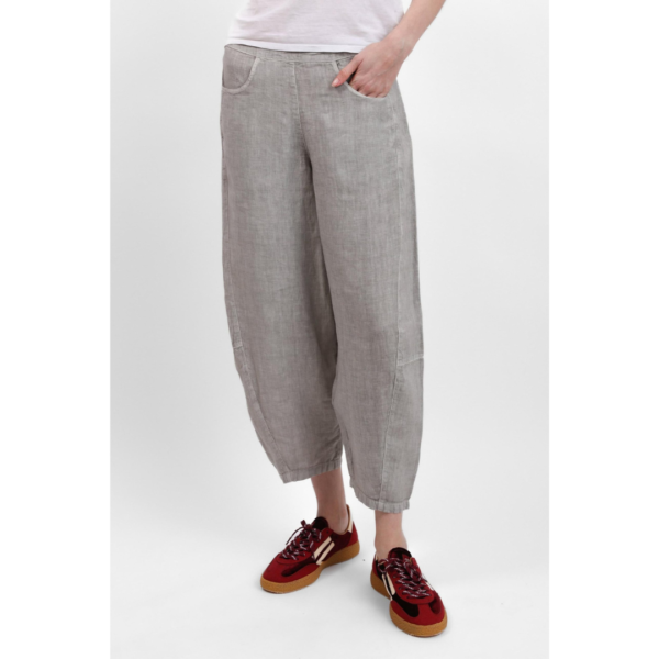 Clemente Sopa Trousers Light Grey Linen Bubble Pants