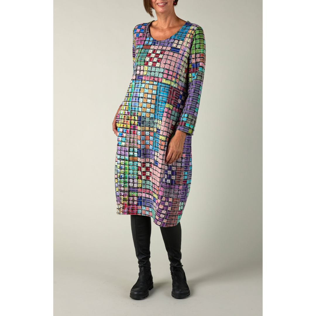 Sahara Coloured Glass Tiles Jersey Bubble Dress