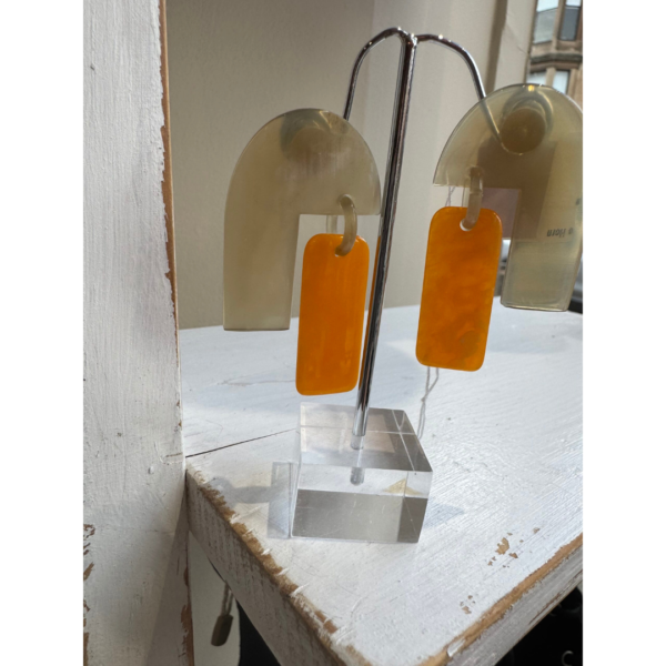 Indira Buffalo Horn Earrings In Orange/Stone