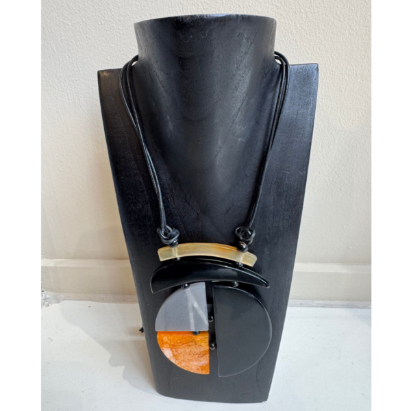 Indira Buffalo Horn And Resin Necklace In Orange/Black/Grey