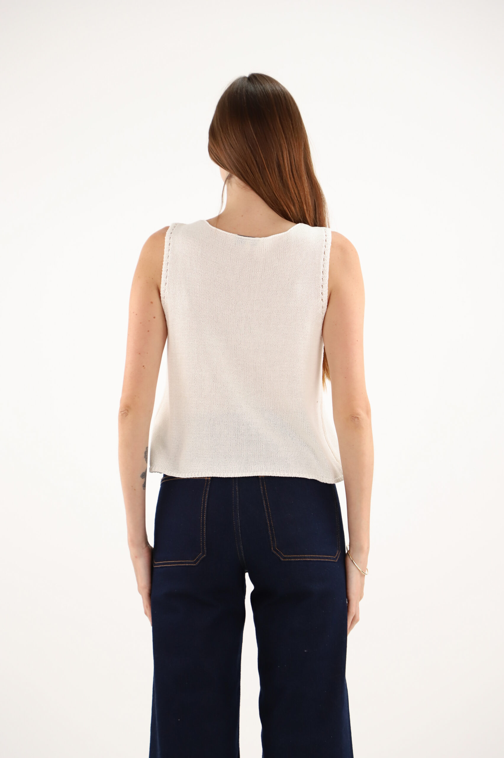 Maud & Sacha Two Button Vest Knit in Ivory - Image 2