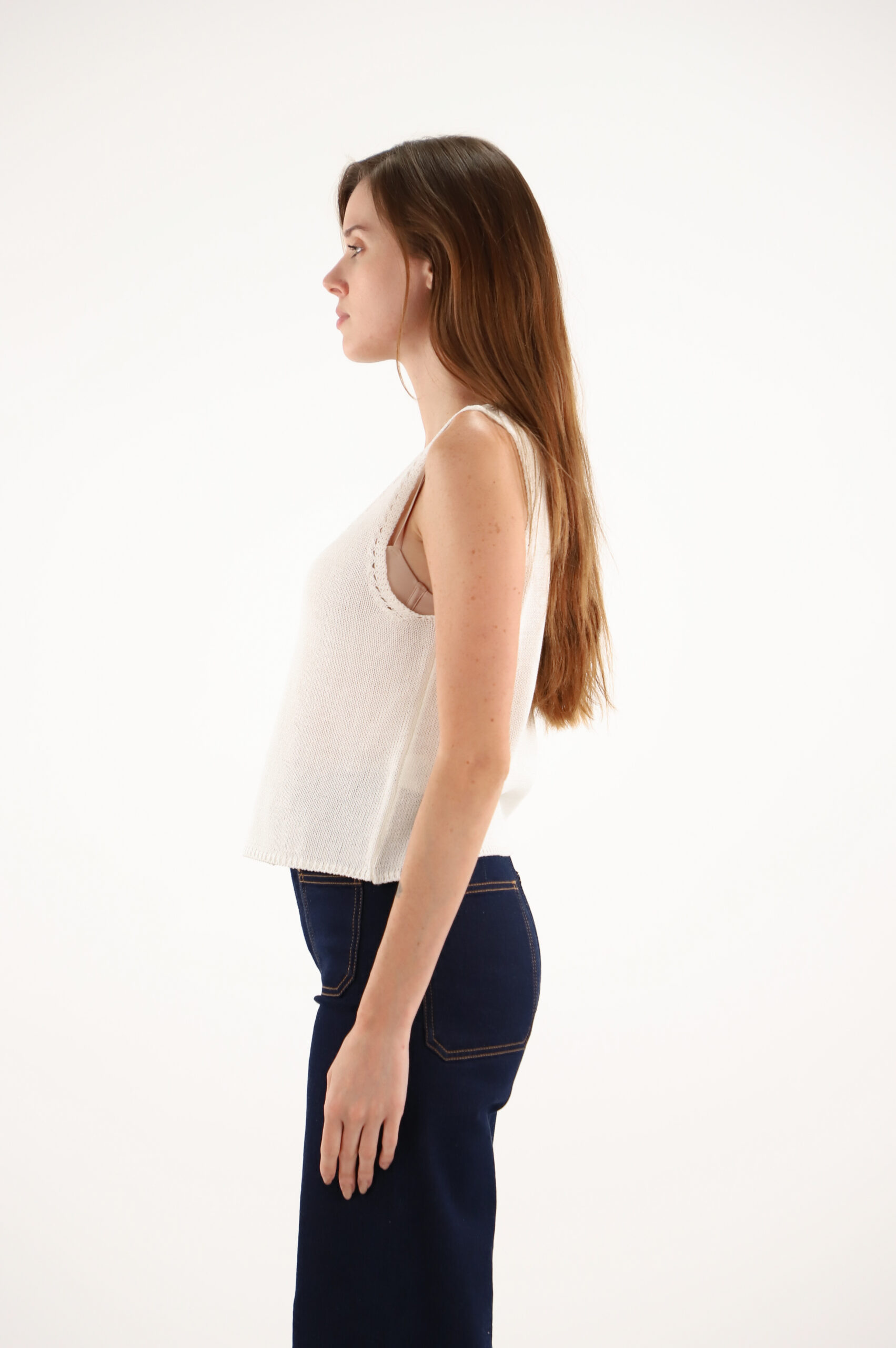 Maud & Sacha Two Button Vest Knit in Ivory - Image 3