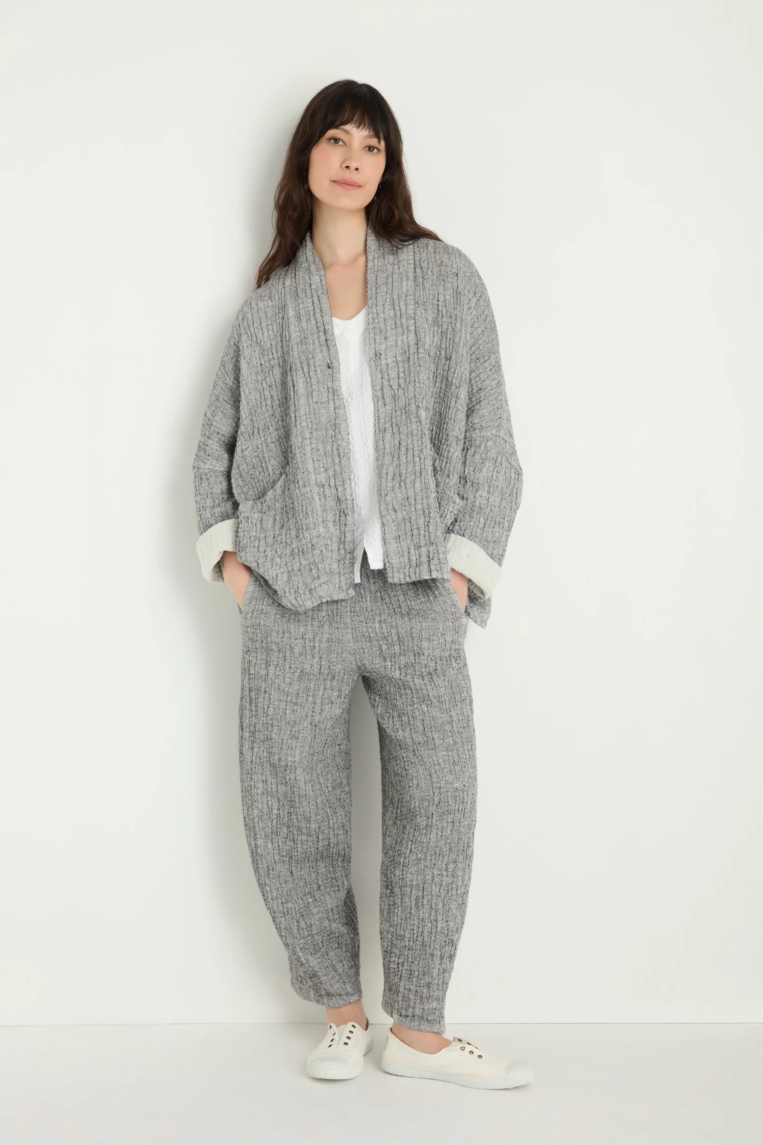 Sahara Crinkle Linen Jacket In Grey - Image 3