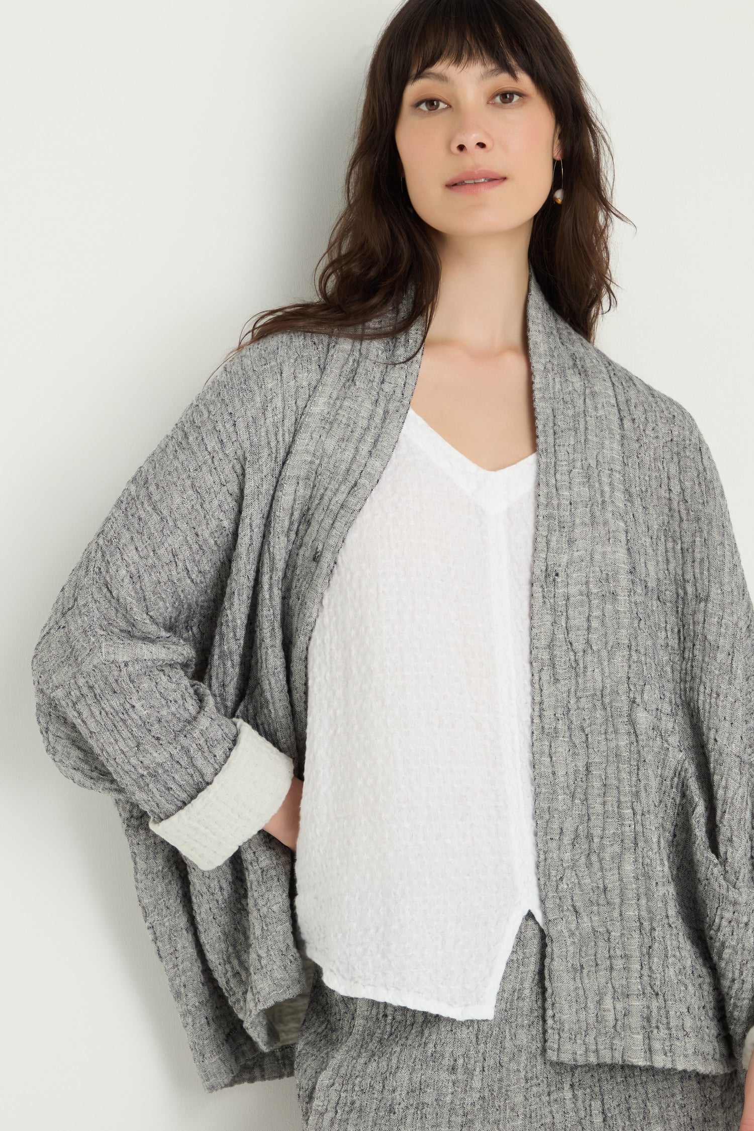 Sahara Crinkle Linen Jacket In Grey - Image 5