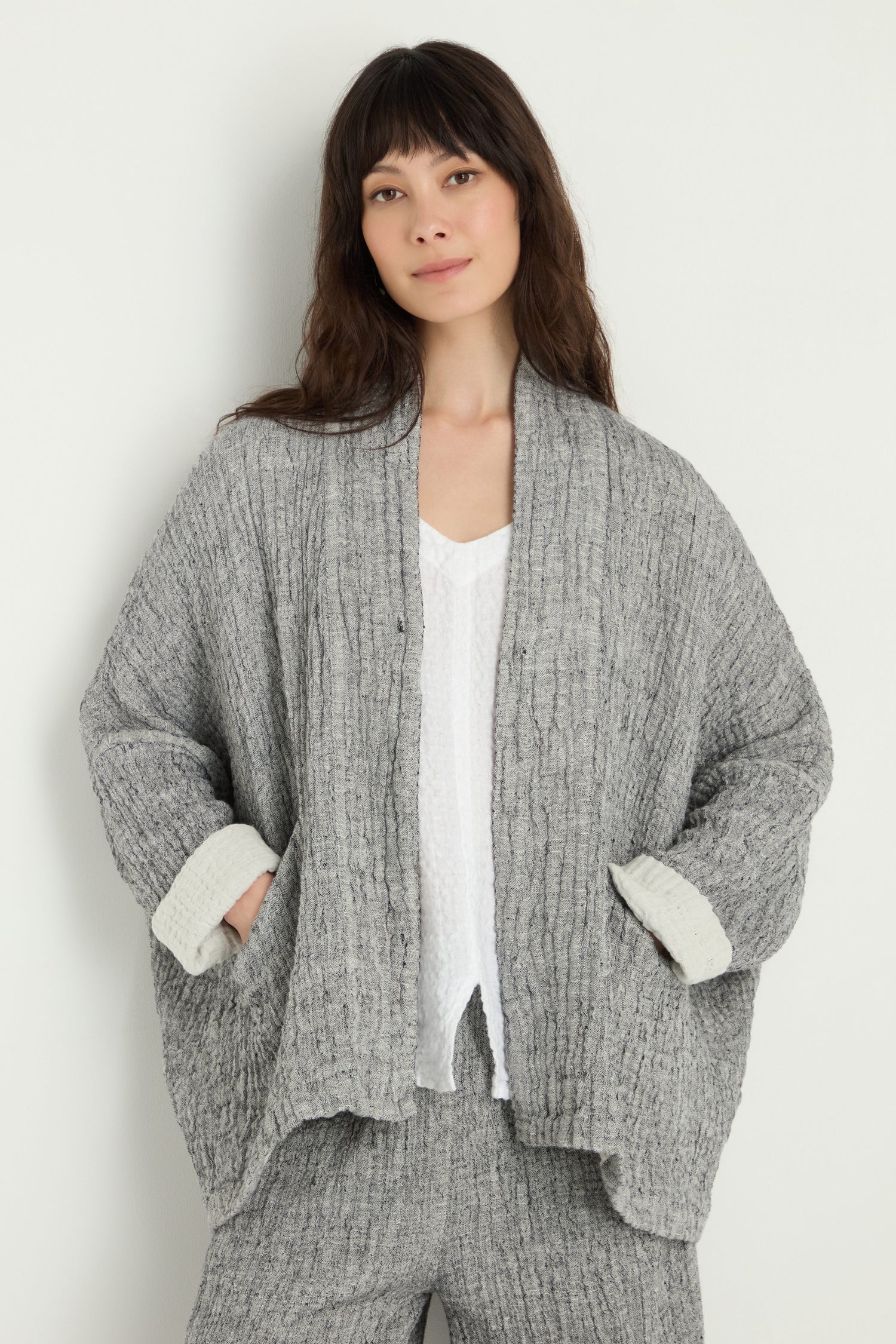 Sahara Crinkle Linen Jacket In Grey - Image 2