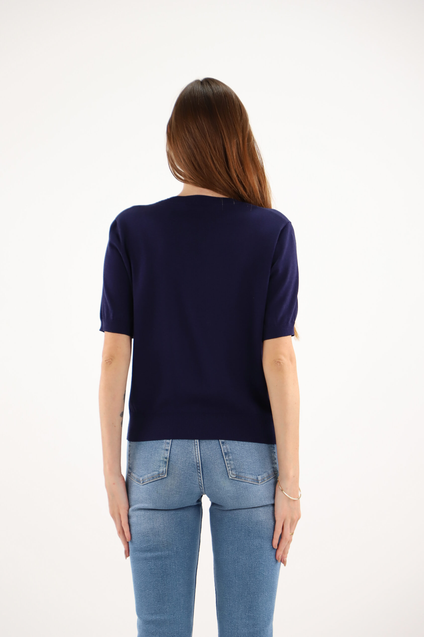 Maud & Sacha Navy Short Sleeved Jumper - Image 3