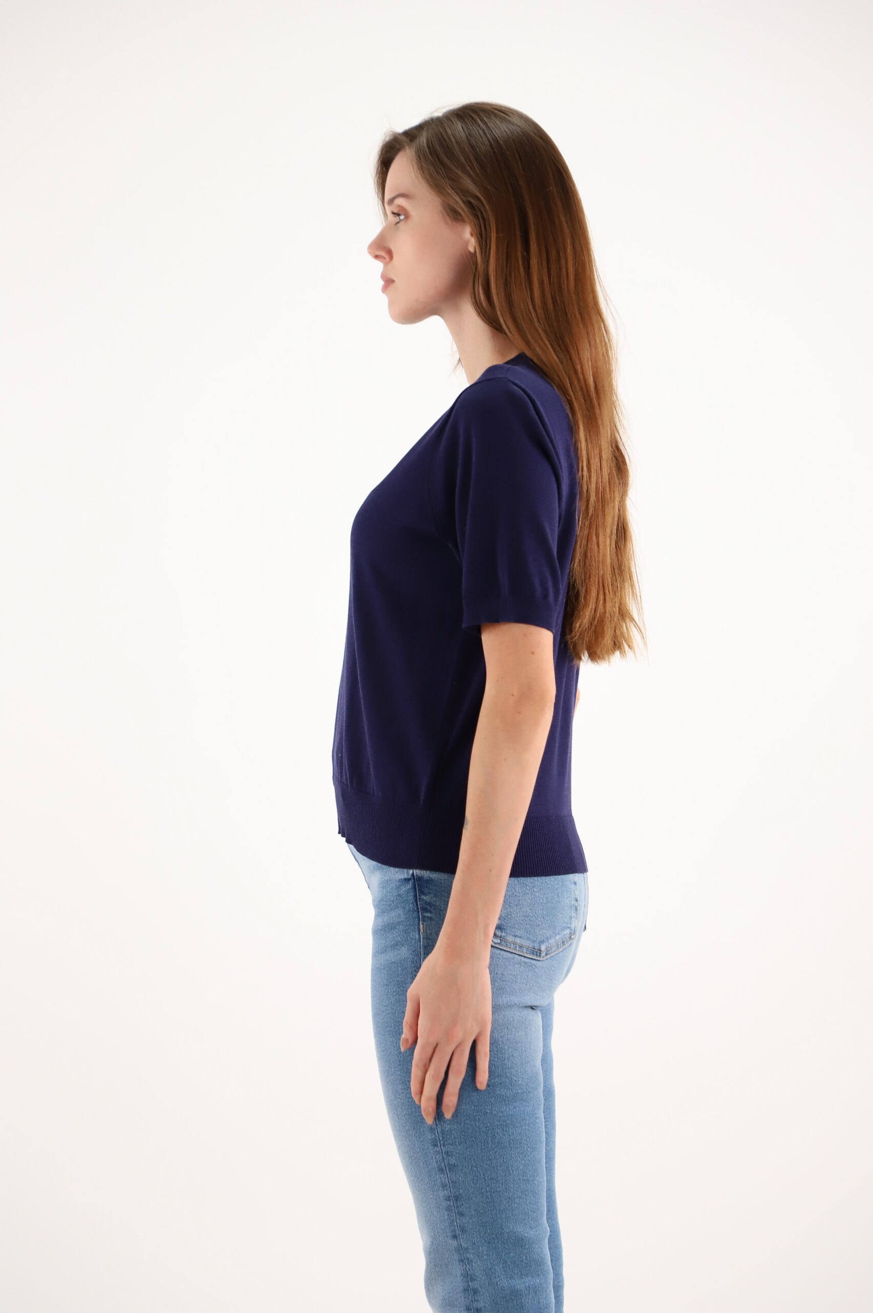 Maud & Sacha Navy Short Sleeved Jumper - Image 2