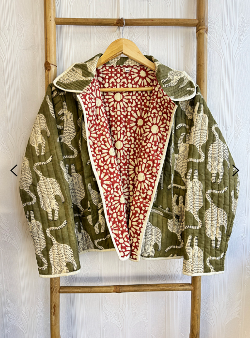 EDL Sam Samyuta Reversible Jacket In Khakii/Cream - Image 3