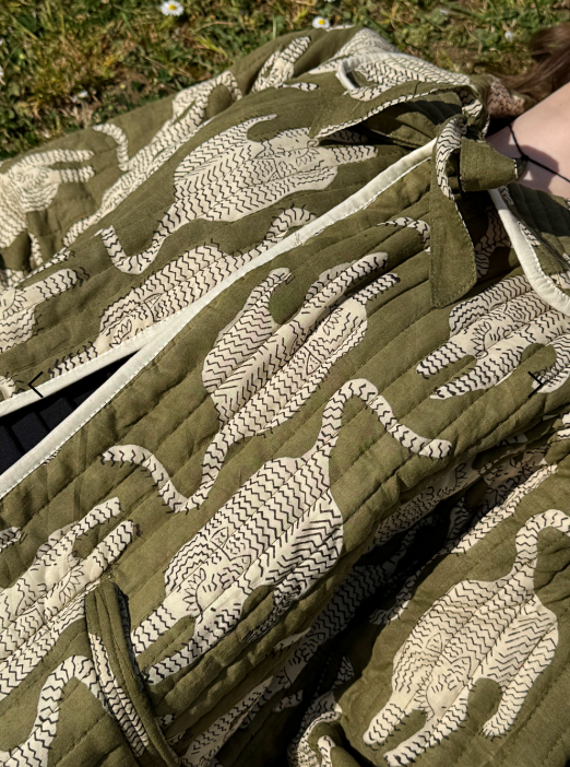 EDL Sam Samyuta Reversible Jacket In Khakii/Cream - Image 4